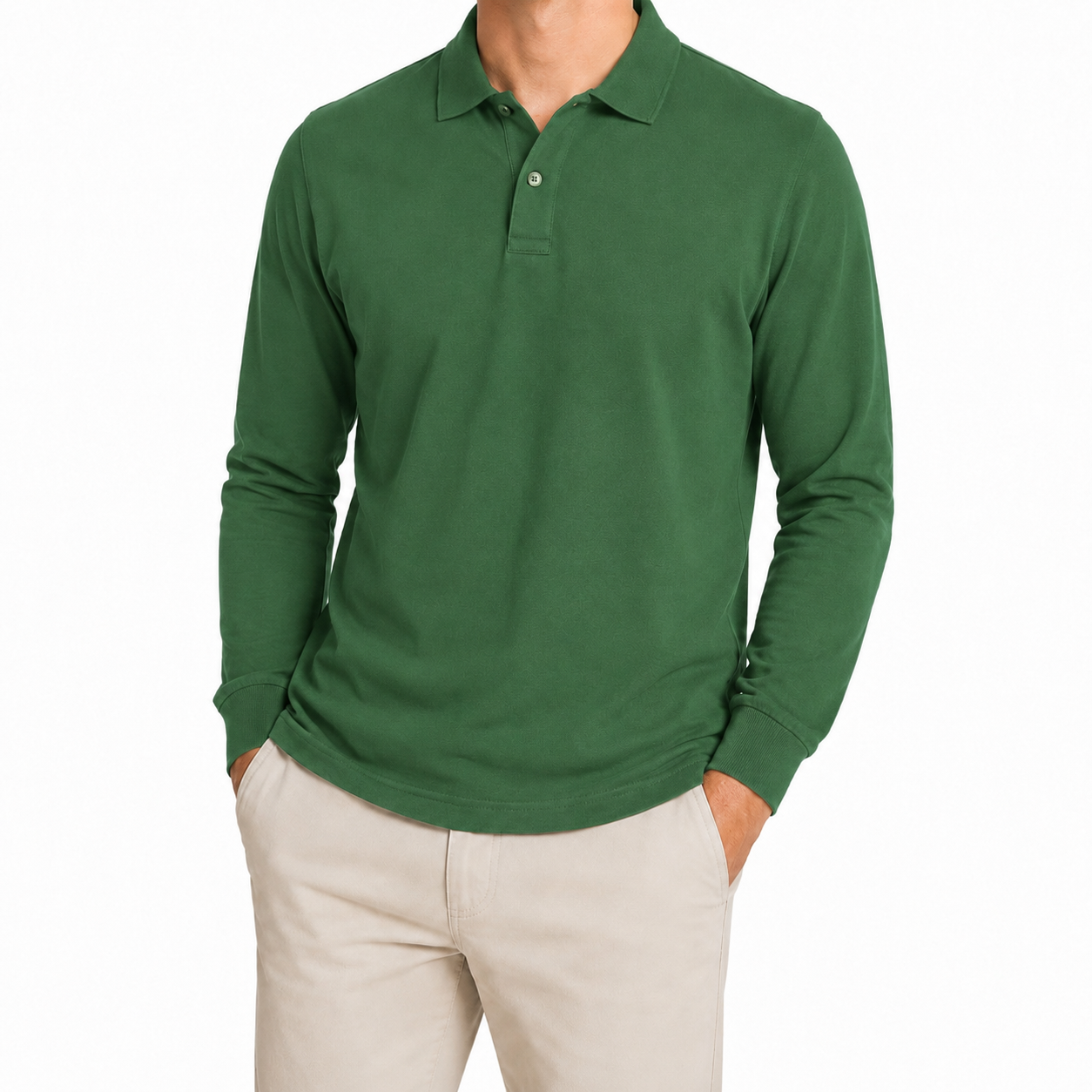 Polera Piqué Manga Larga - Vista Frente